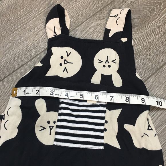 turtledove london Black White rabbit  Cat Dog Print Dungarees 2/3 Years - Picture 7 of 11